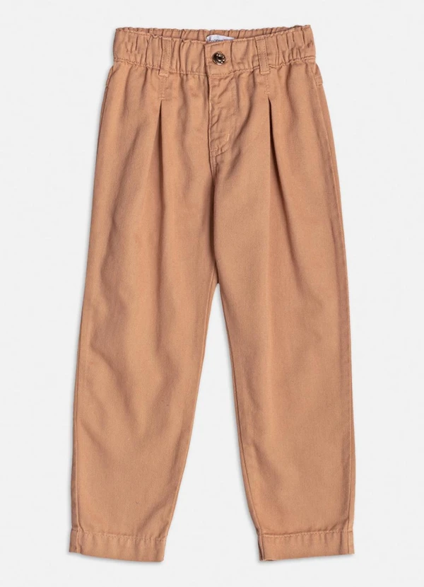 Momi - Calça de Sarja Caqui com Pregas Bege