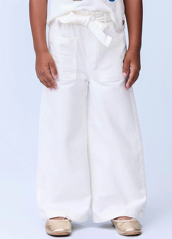 Momi - Calça de Sarja com Cinto Off White