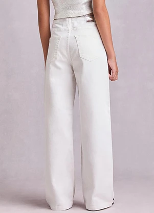 I Am - Calça de Sarja Off White com Strass Off White - I AM