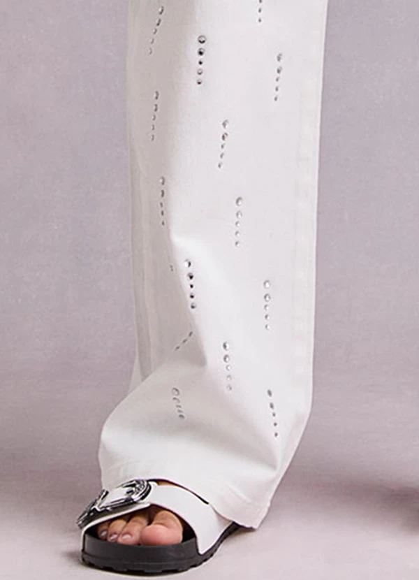 I Am - Calça de Sarja Off White com Strass Off White 5