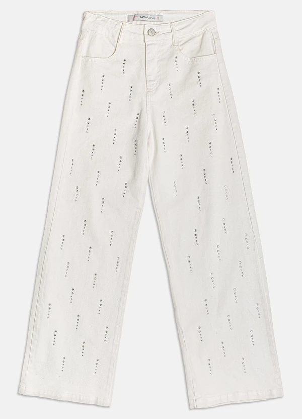 I Am - Calça de Sarja Off White com Strass Off White 6
