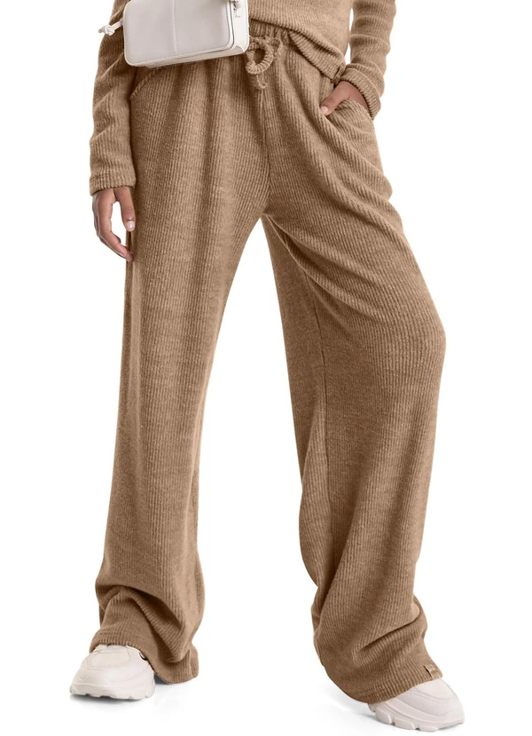 Gloss - Calça em Malha Canelada Juvenil Marrom