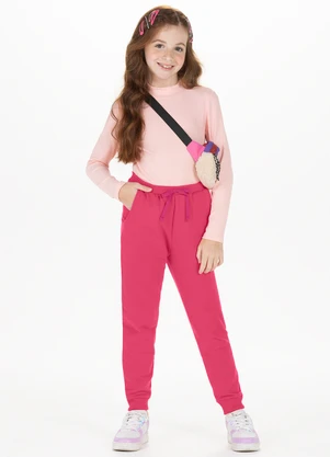 Alakazoo - Calça em Moletom Felpado Rosa - ALAKAZOO