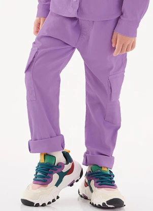 Up Baby - Calça em Sarja Infantil Menina Roxo - UP BABY