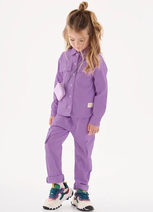 Up Baby - Calça em Sarja Infantil Menina Roxo - UP BABY