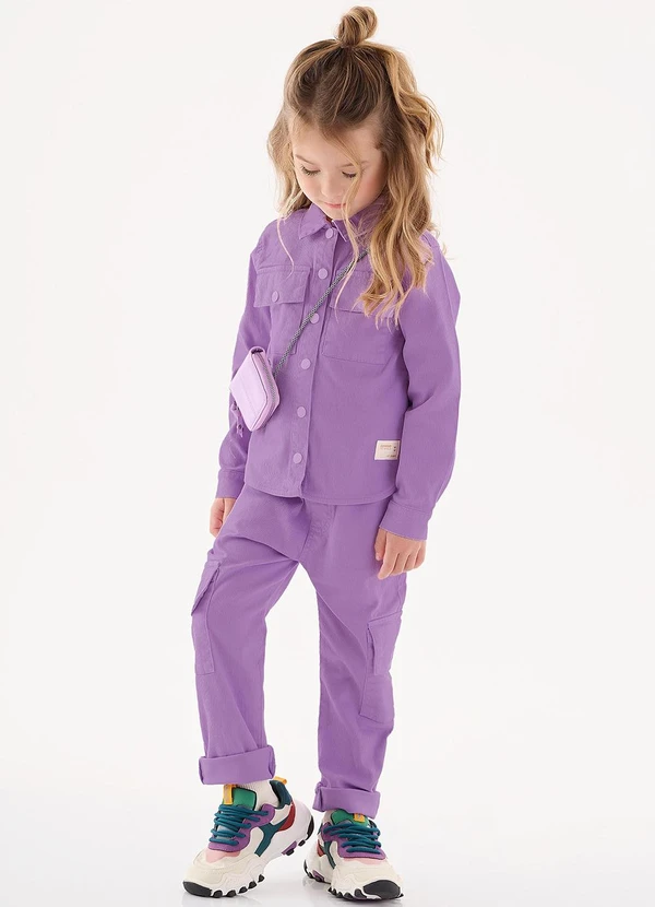 Up Baby - Calça em Sarja Infantil Menina Roxo 2
