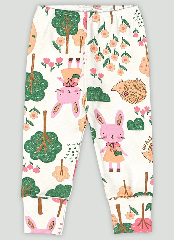 Up Baby - Calça em Suedine para Bebê Menina Up Baby Branco