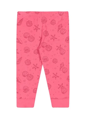 Outlet - Calça Estampa Conchas Menina Rosa  - OUTLET