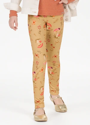 Alakazoo - Calça Estampada com Cós Elástico Bege - ALAKAZOO
