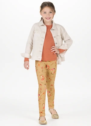 Alakazoo - Calça Estampada com Cós Elástico Bege - ALAKAZOO