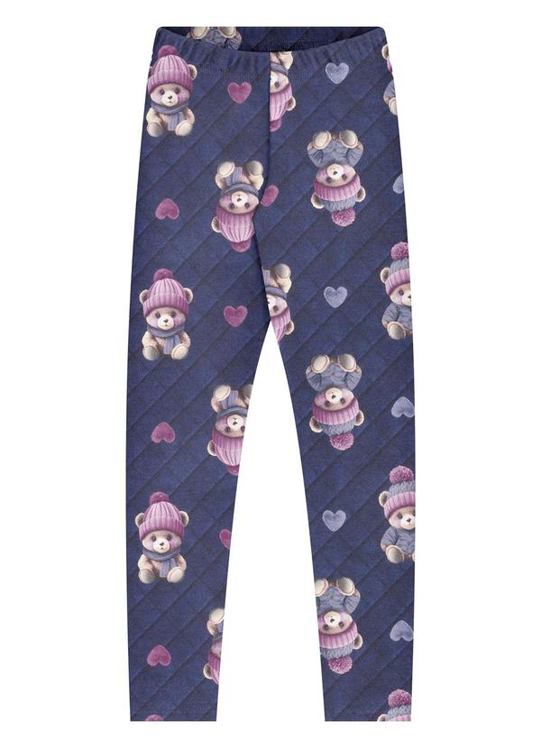 Alakazoo - Calça Estampada Menina com Cós Elástico Azul
