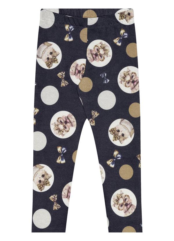 Alakazoo - Calça Estampada Menina em Malha Soft Azul