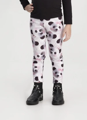 Alakazoo - Calça Estampada Menina em Malha Soft Branco - ALAKAZOO