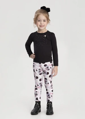 Alakazoo - Calça Estampada Menina em Malha Soft Branco - ALAKAZOO