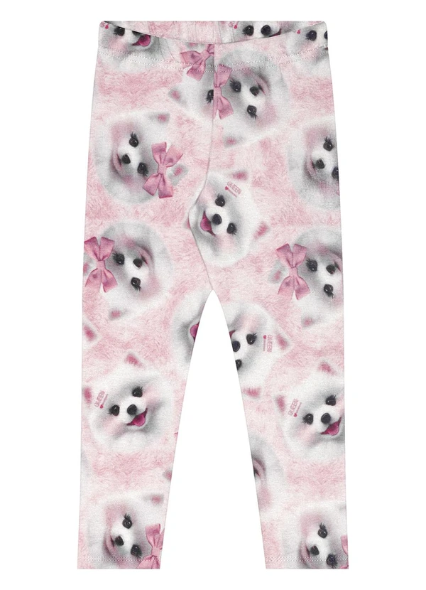 Alakazoo - Calça Estampada Menina em Malha Soft Rosa