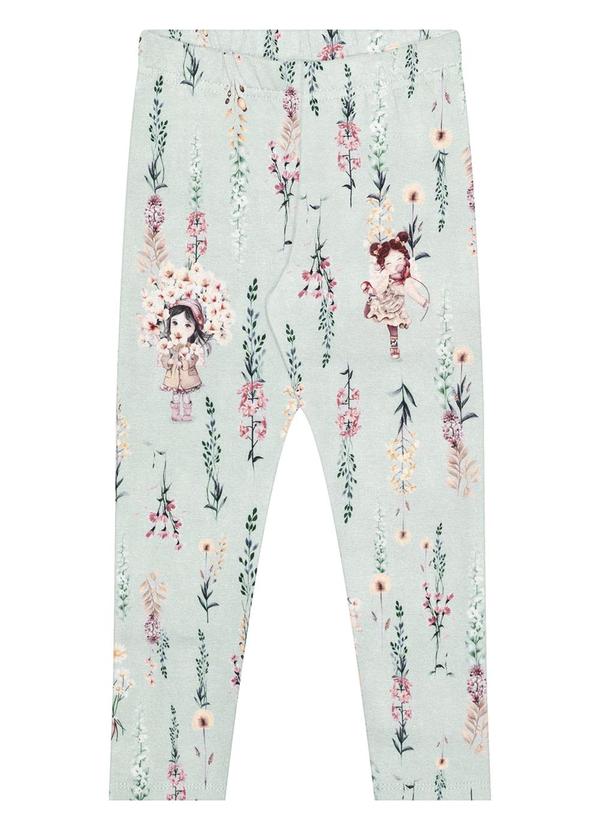 Alakazoo - Calça Estampada Menina em Malha Soft Verde