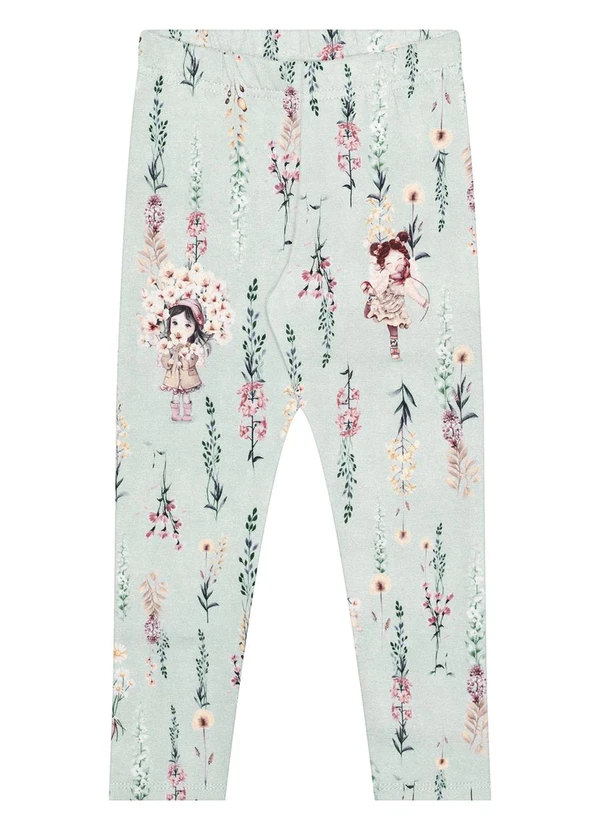 Alakazoo - Calça Estampada Menina em Malha Soft Verde