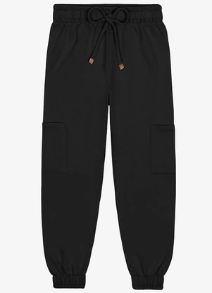 Trick Nick - Calça Feminina Cargo Moletom Preto - TRICK NICK