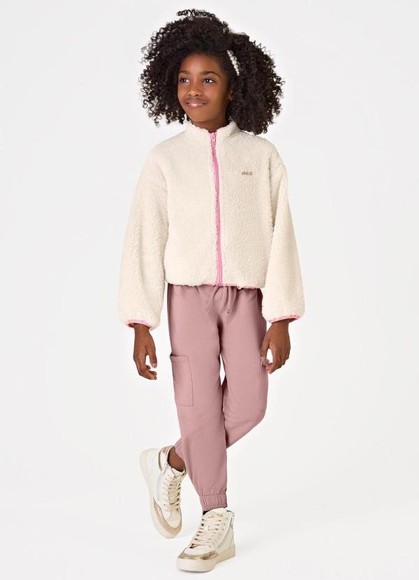 Trick Nick - Calça Feminina Cargo Moletom Rosa 2