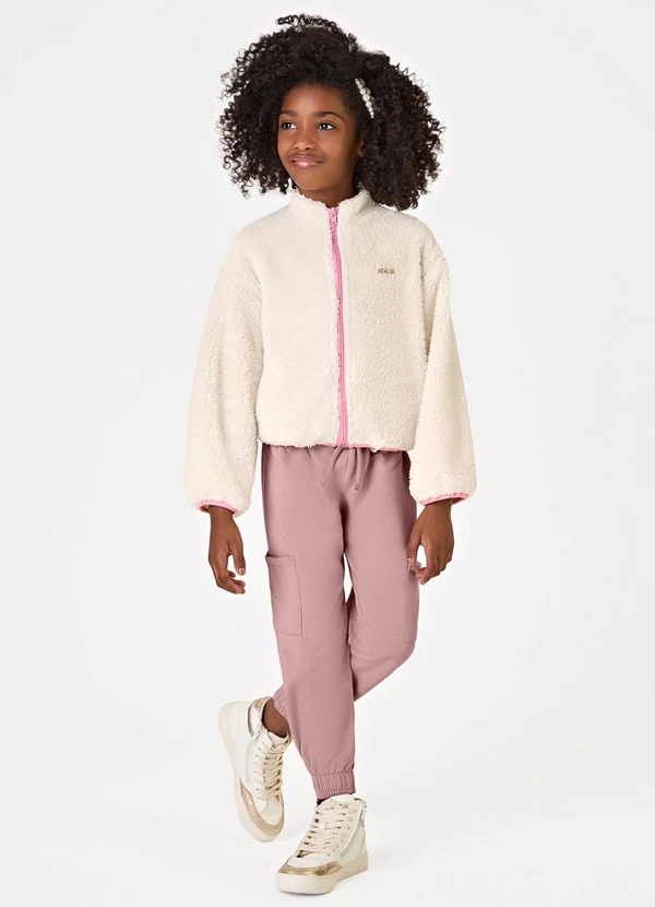 Trick Nick - Calça Feminina Cargo Moletom Rosa 2