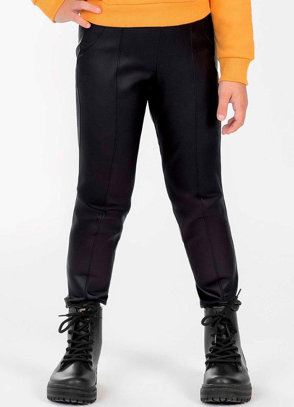 Cativa Kids - Calça Feminina Infantil Material Sintético Preto