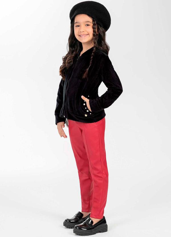 Cativa Kids - Calça Feminina Infantil Material Sintético Rosa 2