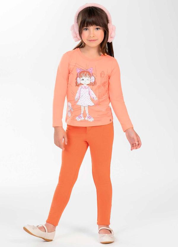 Cativa Kids - Calça Feminina Infantil Peluciada Laranja