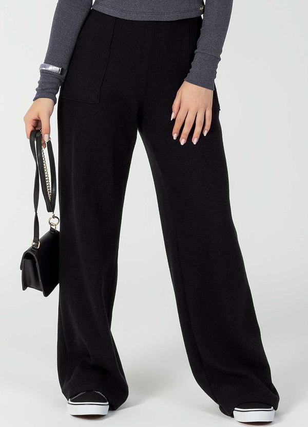 Bjoe - Calça Feminina Juvenil de Tricô Preto 1