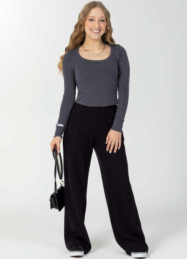 Bjoe - Calça Feminina Juvenil de Tricô Preto 3