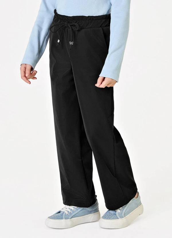 Trick Nick - Calça Feminina Wide Leg Sintética Preto 3