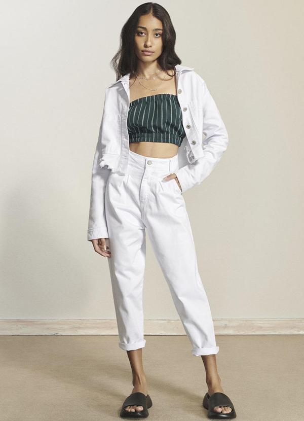 Authoria - Calça Feminino de Sarja Branco Branco 2