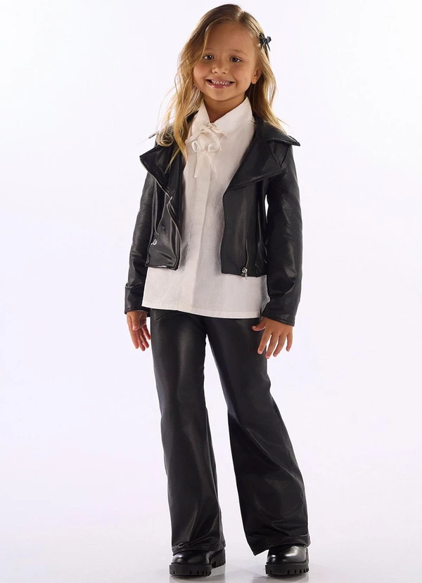 Quimby - Calça Flare em Cirrê Preto 2