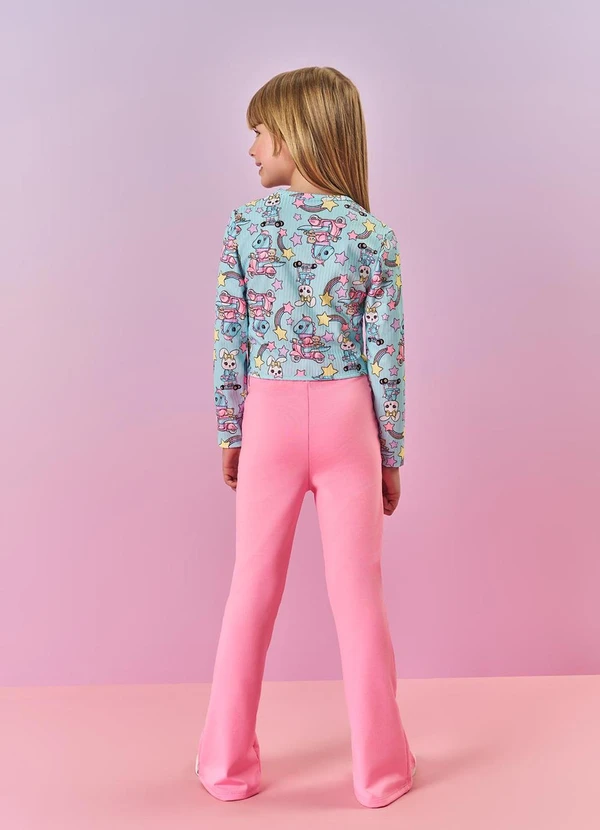 Abrange - Calça Flare Felpada Infantil Menina Rosa 2