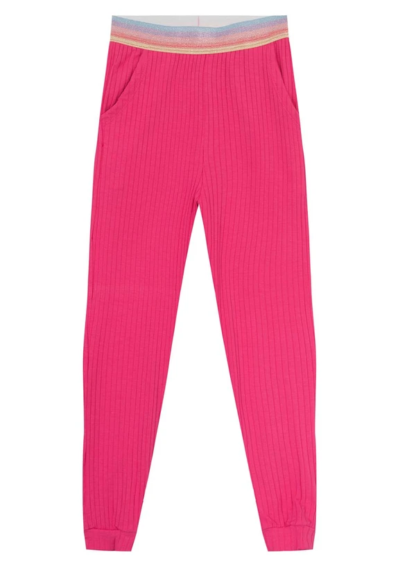 Select - Calça Infantil Canelada Rosa