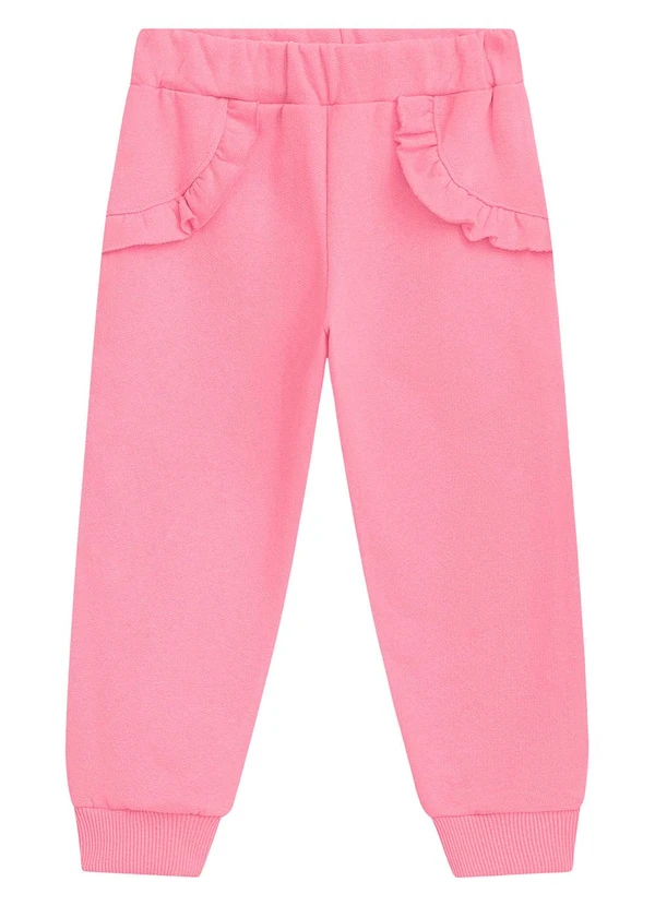 Duduka - Calça Infantil em Moletom com Bolso Falso Rosa 