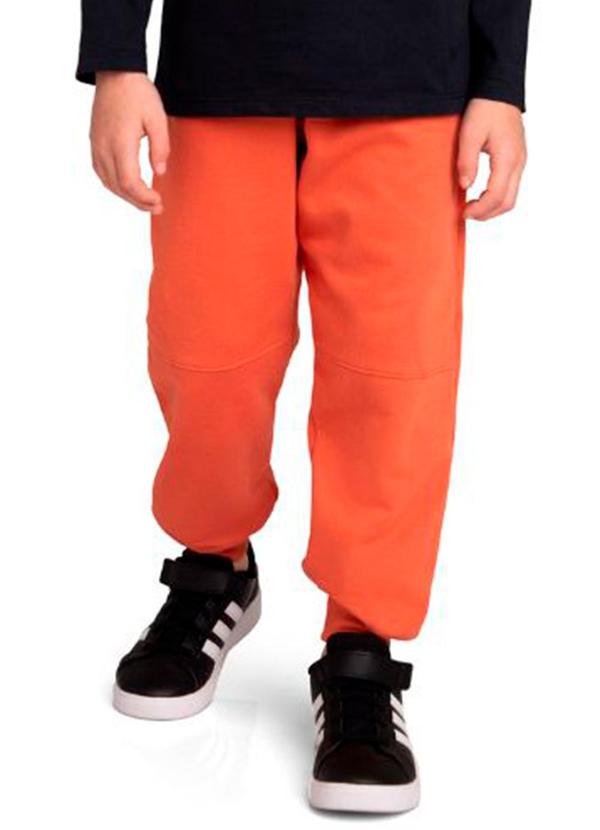 Marlan - Calça Infantil em Moletom Felpado Laranja