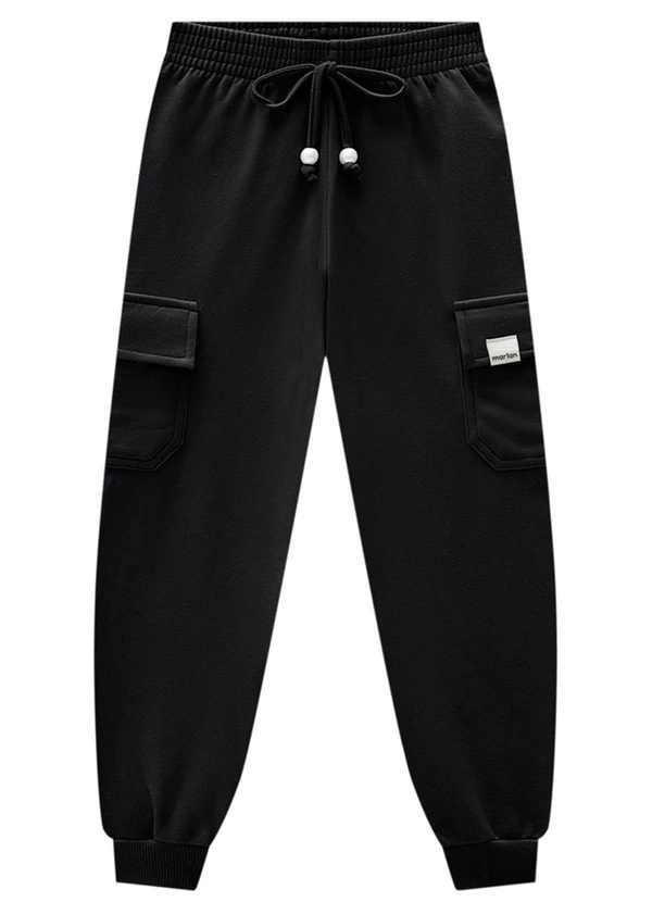 Marlan - Calça Infantil em Moletom Felpado Preto