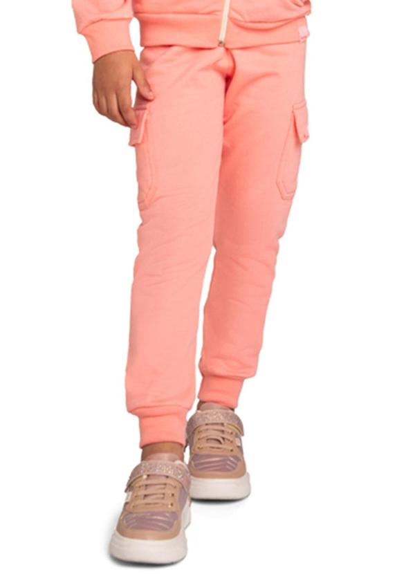 Marlan - Calça Infantil em Moletom Felpado Rosa