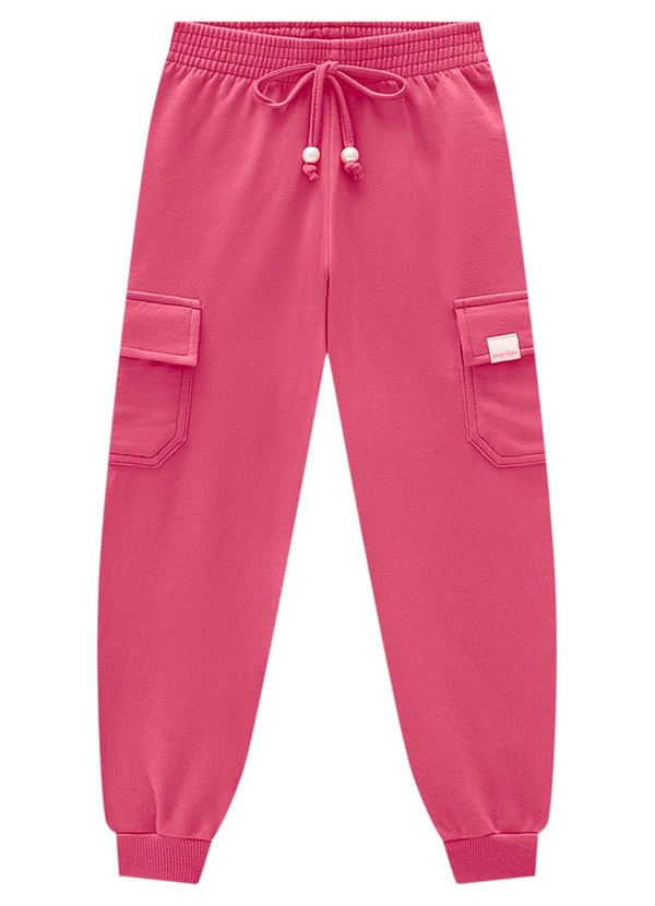 Marlan - Calça Infantil em Moletom Felpado Rosa