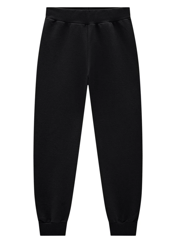 Marlan - Calça Infantil em Moletom Felpado Unissex Preto 1