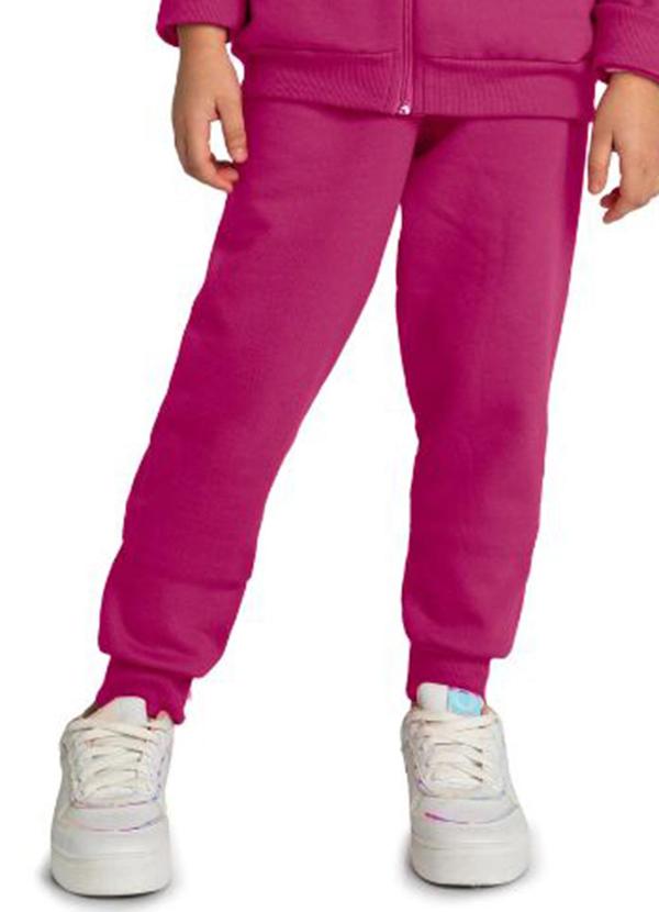 Marlan - Calça Infantil em Moletom Felpado Unissex Rosa