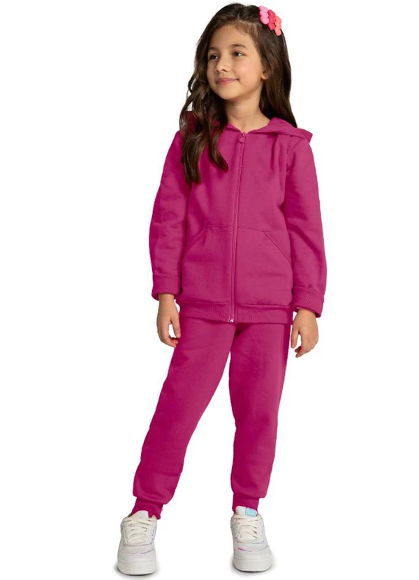 Marlan - Calça Infantil em Moletom Felpado Unissex Rosa 2