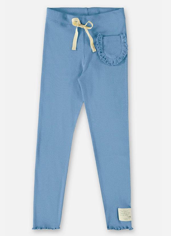 Up Baby - Calça Infantil em Ribana Canelada Azul