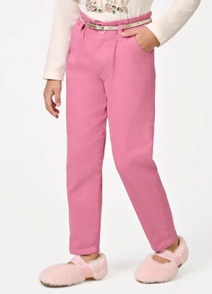 Trick Nick - Calça Infantil Feminina Cenoura Sarja Rosa - TRICK NICK