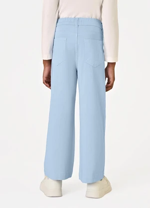 Trick Nick - Calça Infantil Feminina Wide Leg Sarja Azul - TRICK NICK