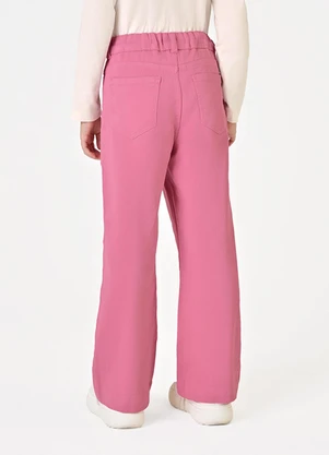 Trick Nick - Calça Infantil Feminina Wide Leg Sarja Rosa - TRICK NICK