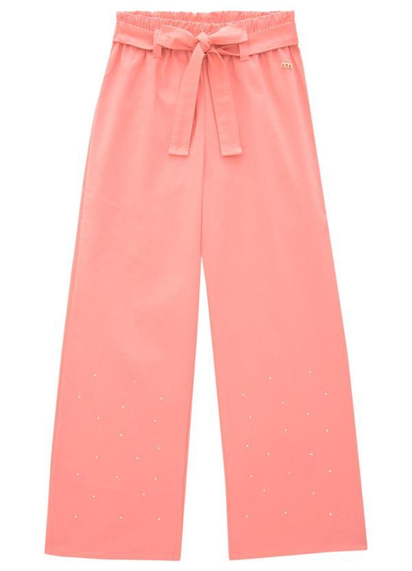 Milli e Nina - Calça Infantil Leg em Sarja com Elastano Rosa