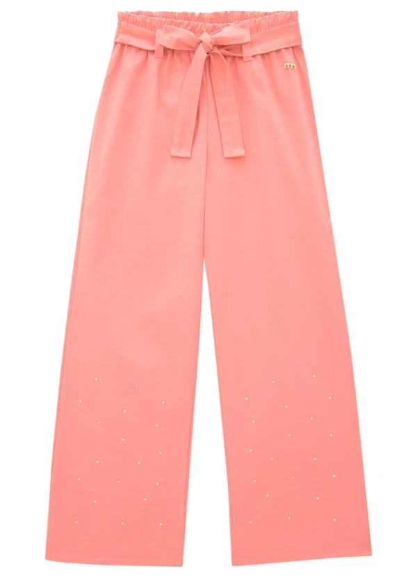 Milli e Nina - Calça Infantil Leg em Sarja com Elastano Rosa