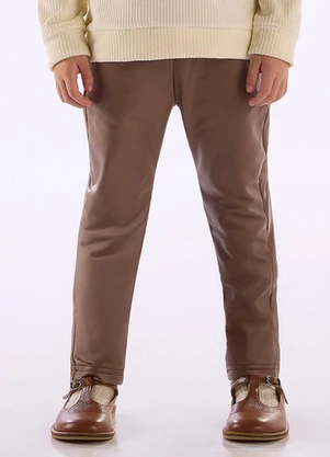 Up Baby - Calça Infantil Malha Cirrê Marrom - UP BABY