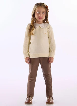 Up Baby - Calça Infantil Malha Cirrê Marrom - UP BABY